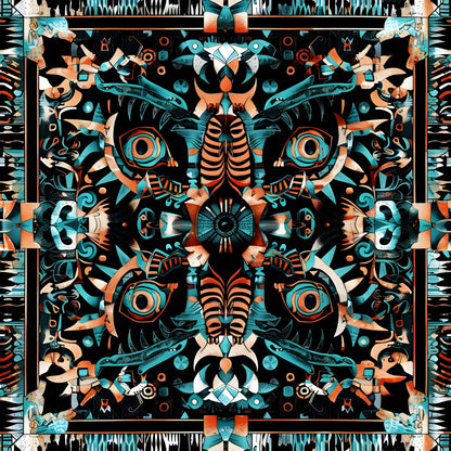 Aztec Turquoise Pattern 24 Quilting Cotton Fabric