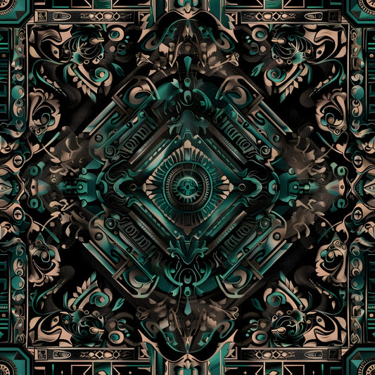 Aztec Turquoise Pattern 25 Quilting Cotton Fabric