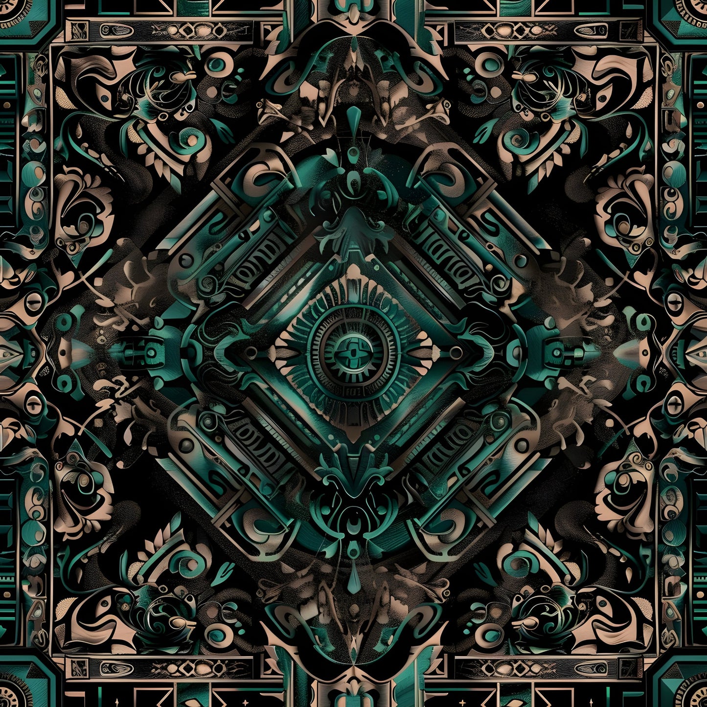 Aztec Turquoise Pattern 25 Quilting Cotton Fabric