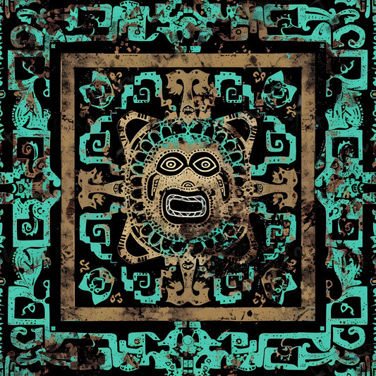 Aztec Turquoise Pattern 3 Quilting Cotton Fabric