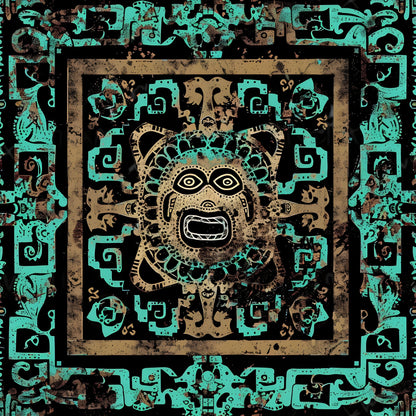Aztec Turquoise Pattern 3 Quilting Cotton Fabric