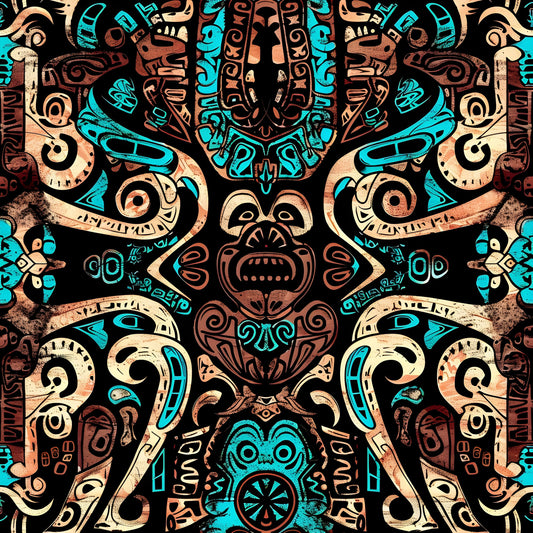 Aztec Turquoise Pattern 5 Quilting Cotton Fabric