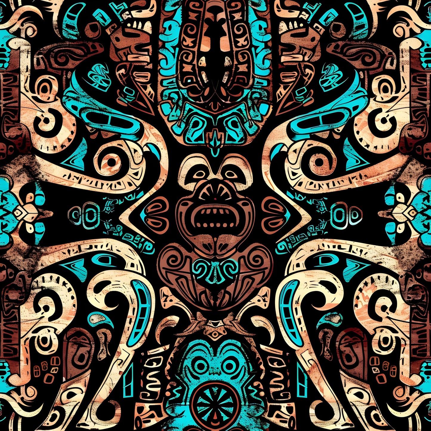 Aztec Turquoise Pattern 5 Quilting Cotton Fabric