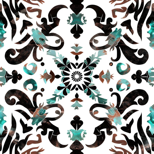 Aztec Turquoise Pattern 6 Quilting Cotton Fabric