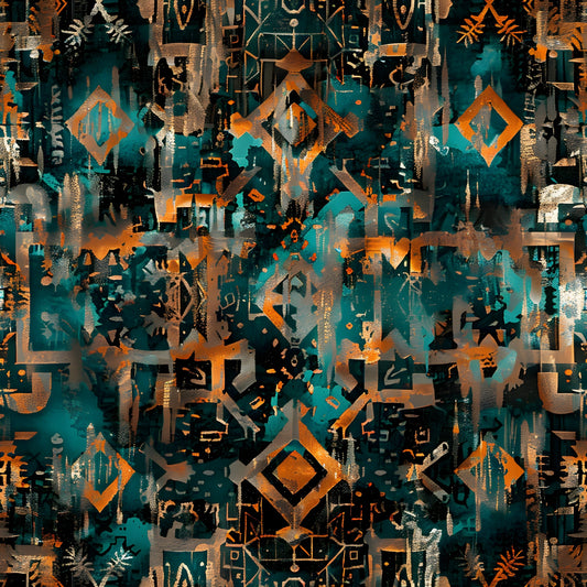 Aztec Turquoise Pattern 7 Quilting Cotton Fabric