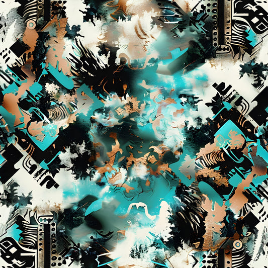 Aztec Turquoise Pattern 8 Quilting Cotton Fabric