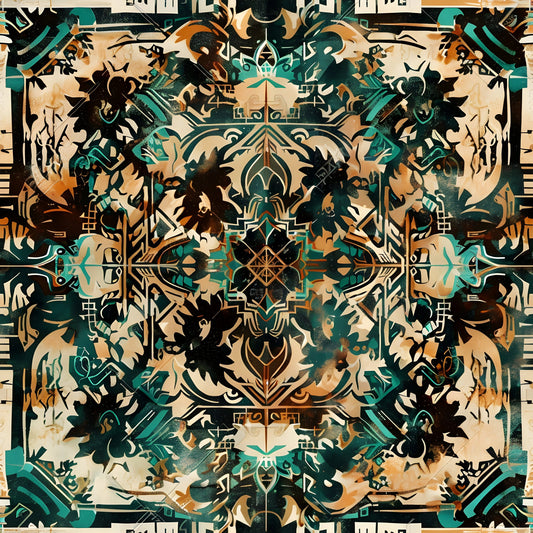 Aztec Turquoise Pattern 9 Quilting Cotton Fabric