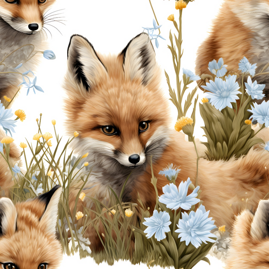 Baby Foxes Pattern 1 Quilting Cotton Fabric