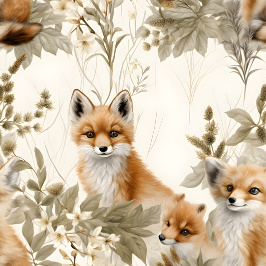 Baby Foxes Pattern 11 Quilting Cotton Fabric