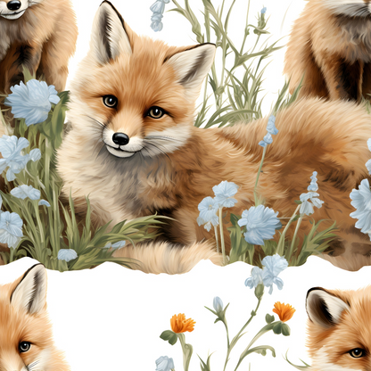 Baby Foxes Pattern 12 Quilting Cotton Fabric