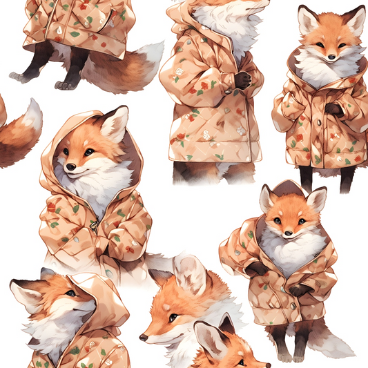 Baby Foxes Pattern 14 Quilting Cotton Fabric