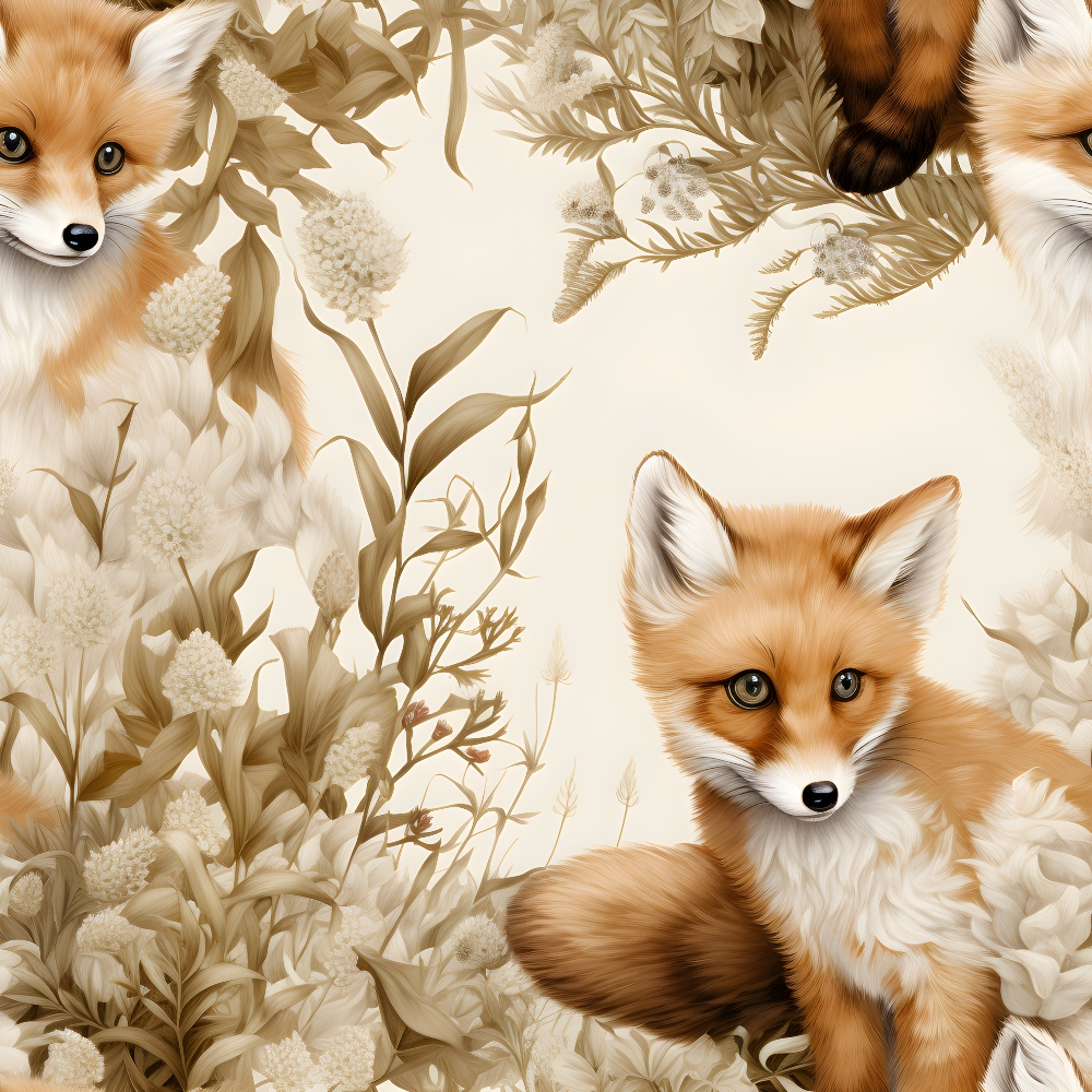 Baby Foxes Pattern 16 Quilting Cotton Fabric