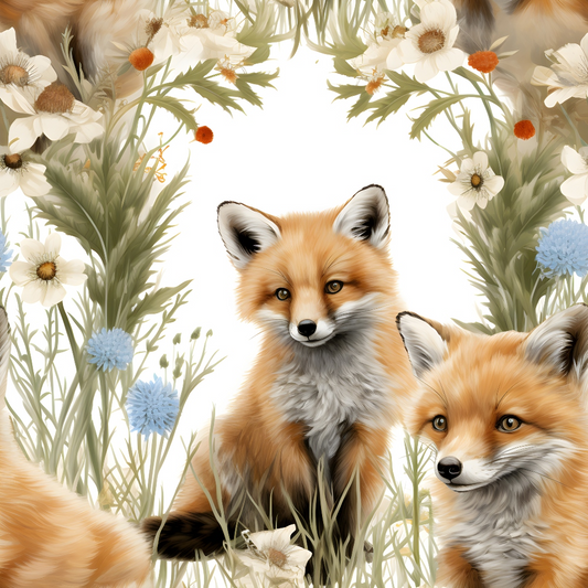 Baby Foxes Pattern 17 Quilting Cotton Fabric