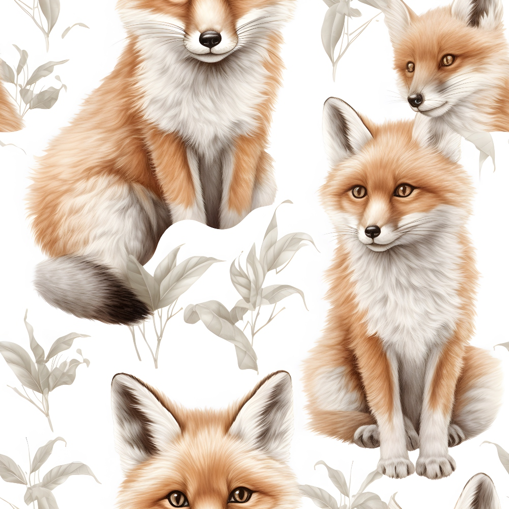 Baby Foxes Pattern 19 Quilting Cotton Fabric