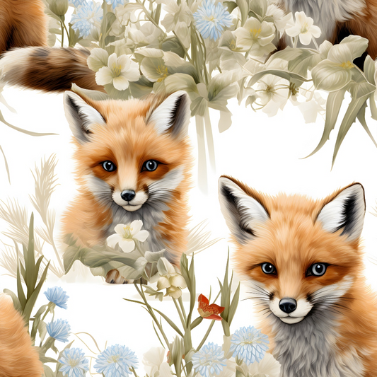 Baby Foxes Pattern 20 Quilting Cotton Fabric