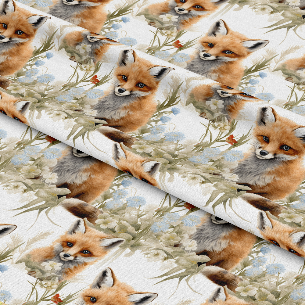 Baby Foxes Pattern 20 Quilting Cotton Fabric