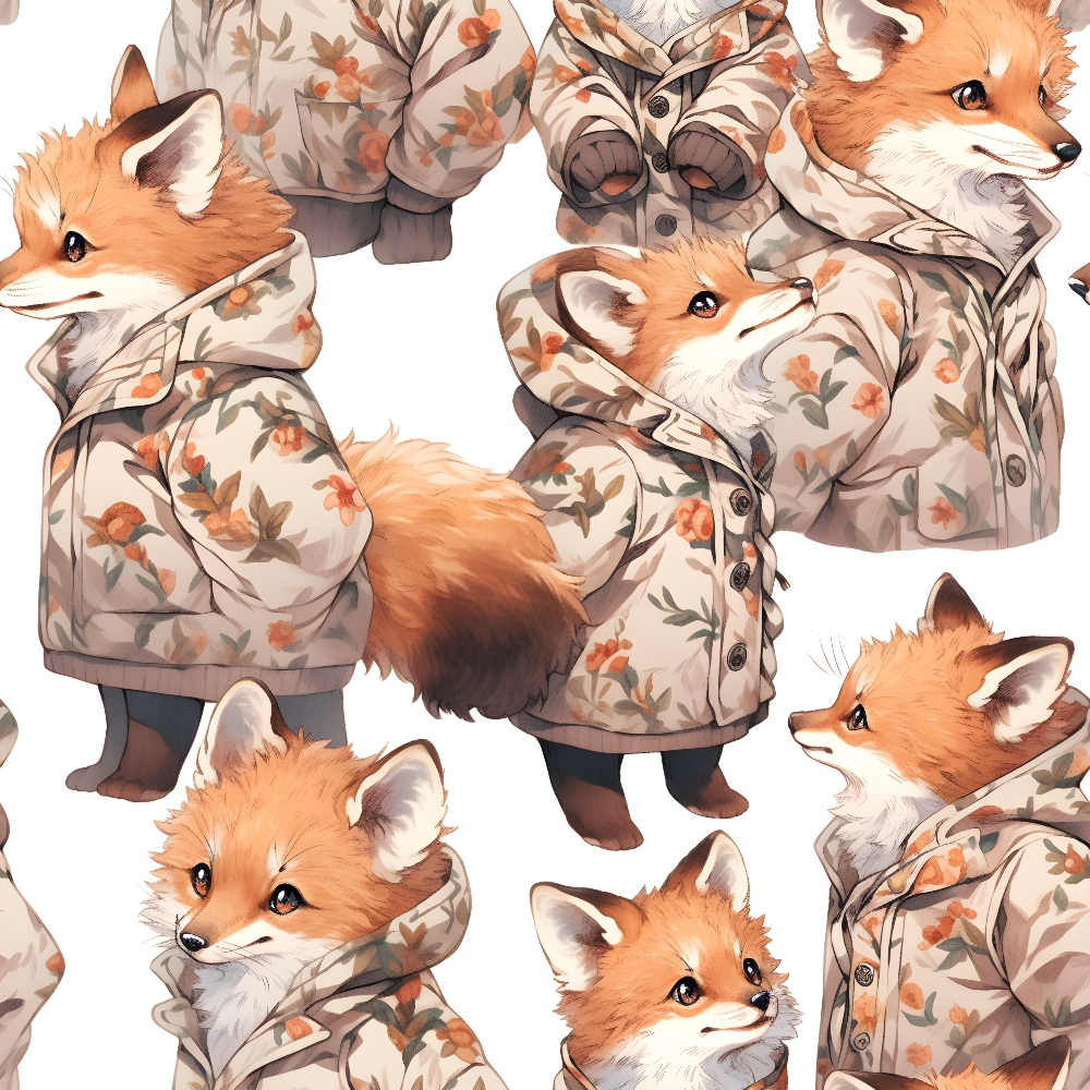 Baby Foxes Pattern 22 Quilting Cotton Fabric