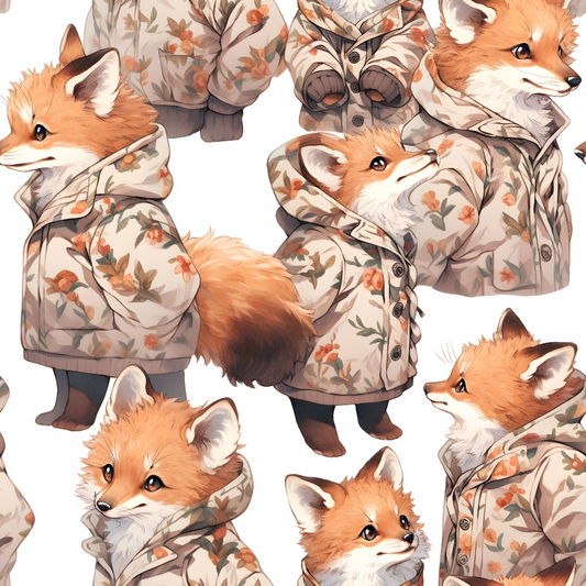 Baby Foxes Pattern 22 Quilting Cotton Fabric