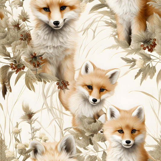 Baby Foxes Pattern 23 Quilting Cotton Fabric