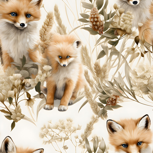 Baby Foxes Pattern 24 Quilting Cotton Fabric