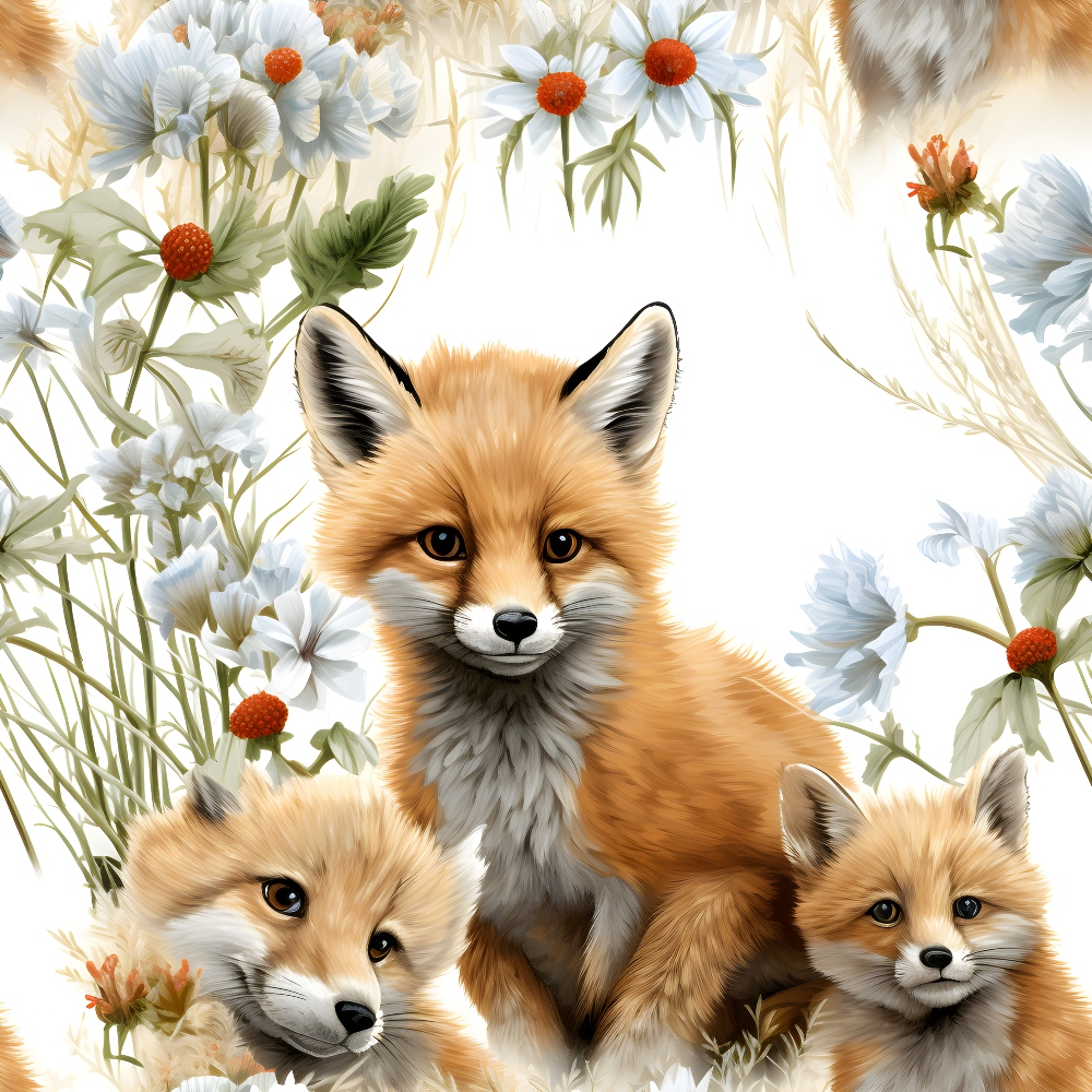 Baby Foxes Pattern 3 Quilting Cotton Fabric