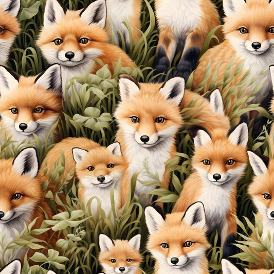 Baby Foxes Pattern 4 Quilting Cotton Fabric