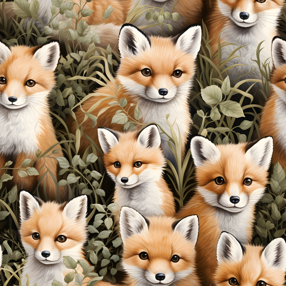 Baby Foxes Pattern 6 Quilting Cotton Fabric