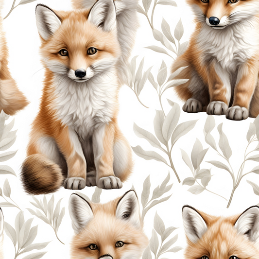 Baby Foxes Pattern 8 Quilting Cotton Fabric