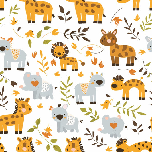 Baby Safari Animals Pattern 12 Quilting Cotton Fabric