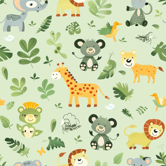 Baby Safari Animals Pattern 24 Quilting Cotton Fabric