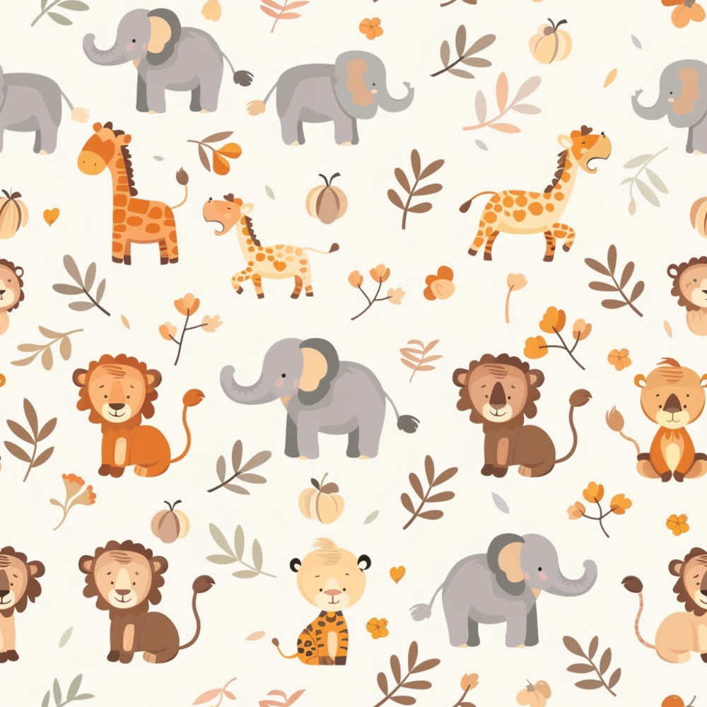 Baby Safari Animals Pattern 25 Quilting Cotton Fabric