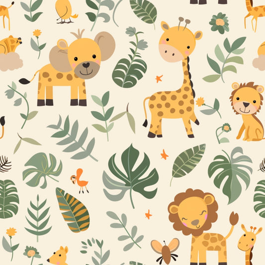 Baby Safari Animals Pattern 4 Quilting Cotton Fabric