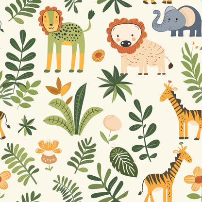 Baby Safari Animals Pattern 7 Quilting Cotton Fabric