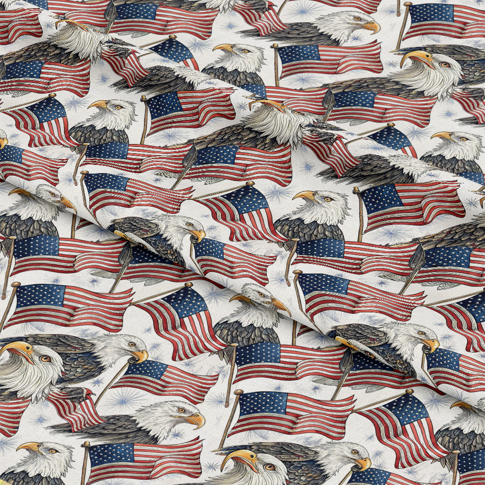 Bald Eagle Patriotic Pattern 2 Quilting Cotton Fabric