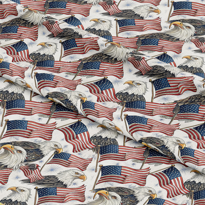 Bald Eagle Patriotic Pattern 2 Quilting Cotton Fabric
