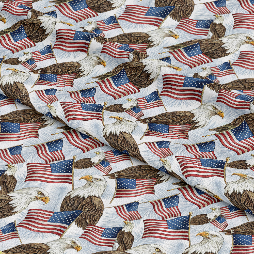Bald Eagle Patriotic Pattern 8 Quilting Cotton Fabric