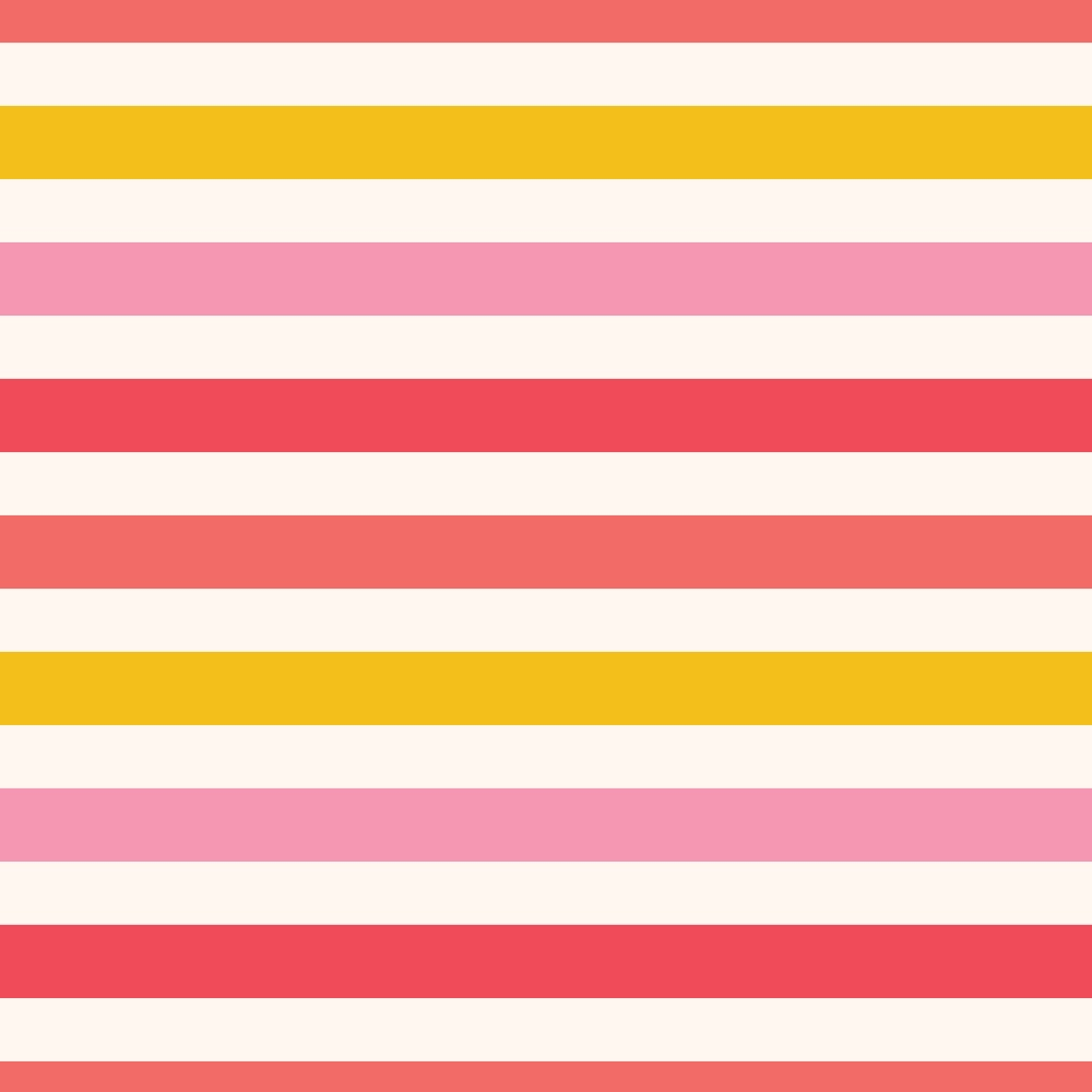 Horizontal stripes in alternating colors of red, yellow, and pink, separated by white spaces.