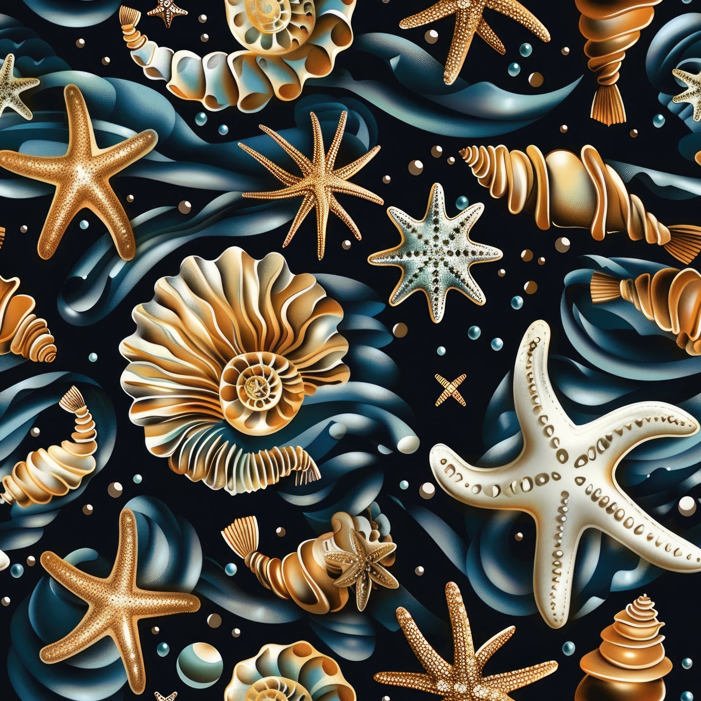 Beach Marvels Pattern 2 Quilting Cotton Fabric