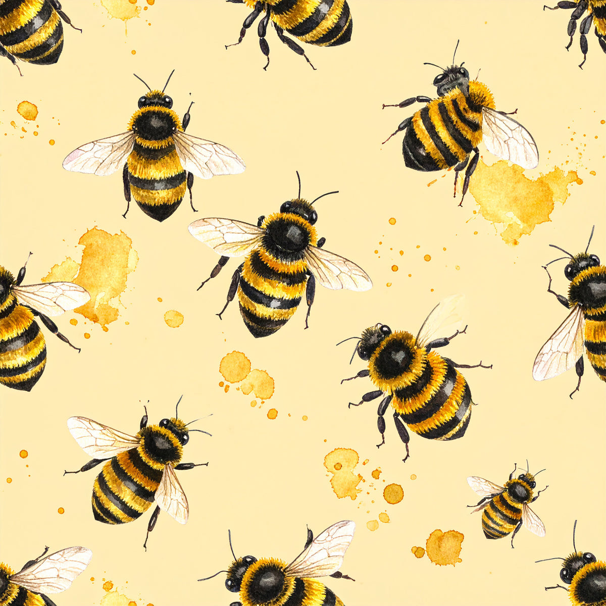 Bee Daisy Honey Pattern 3 Quilting Cotton Fabric