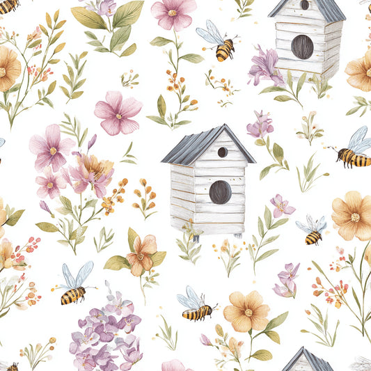 Bee House Pattern 1 Quilting Cotton Fabric