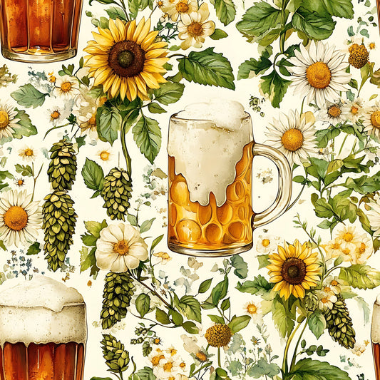 Beer Garden Florals Pattern 10 Quilting Cotton Fabric