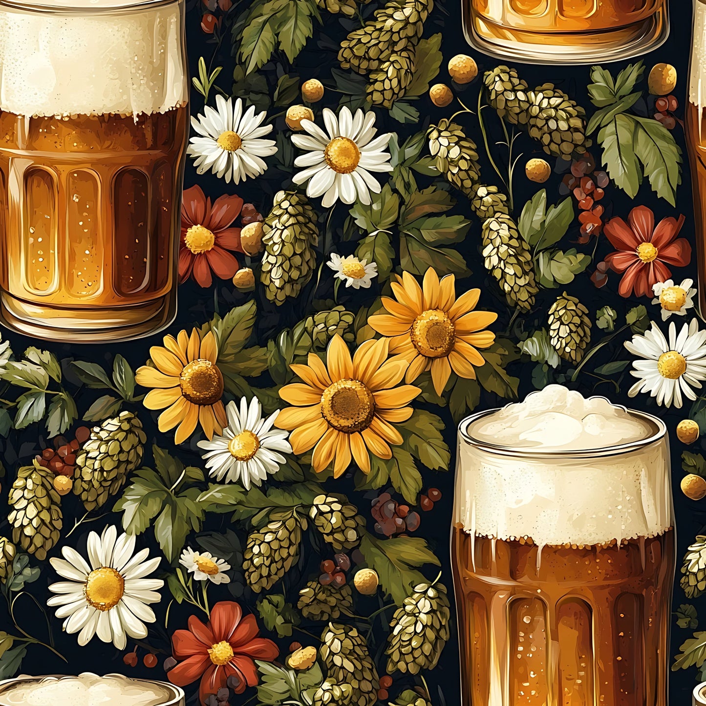 Beer Garden Florals Pattern 13 Quilting Cotton Fabric