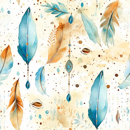 Beige Boho Pattern 12 Quilting Cotton Fabric