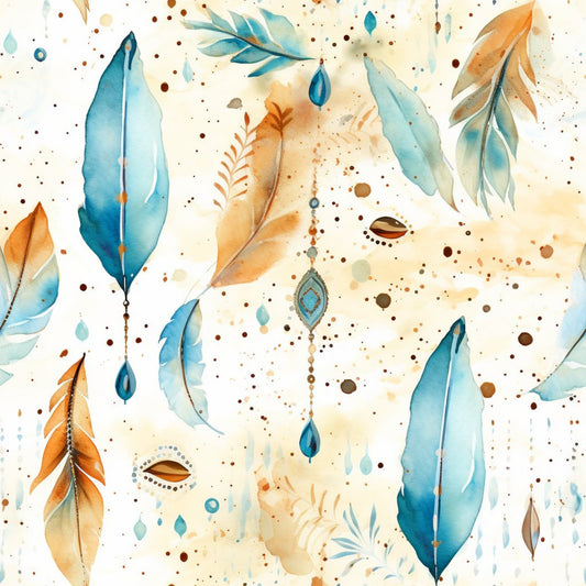 Beige Boho Pattern 12 Quilting Cotton Fabric