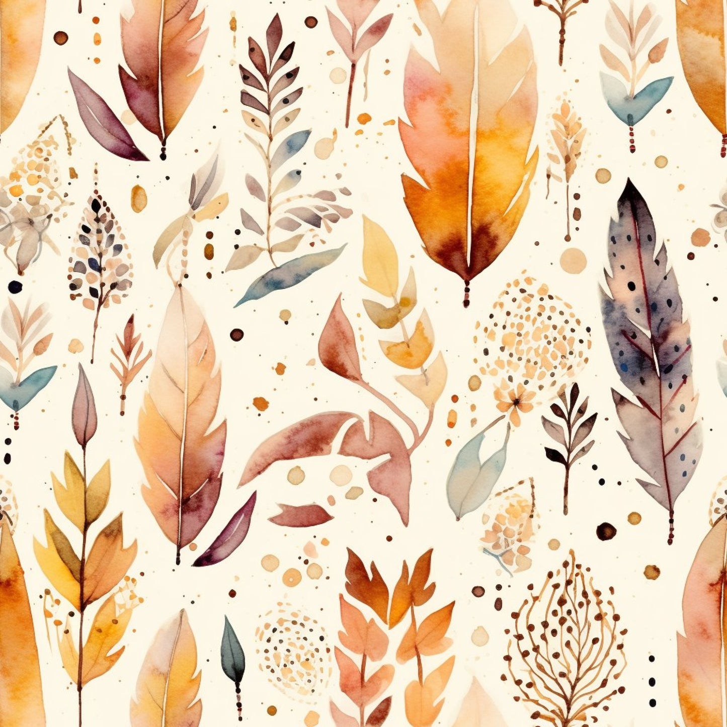 Beige Boho Pattern 8 Quilting Cotton Fabric