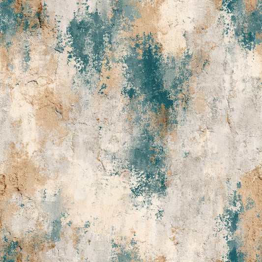 Beige and Blue Grunge Pattern 1 Quilting Cotton Fabric