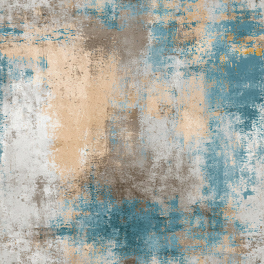 Beige and Blue Grunge Pattern 10 Quilting Cotton Fabric