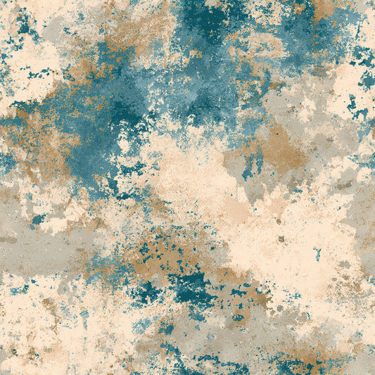 Beige and Blue Grunge Pattern 11 Quilting Cotton Fabric