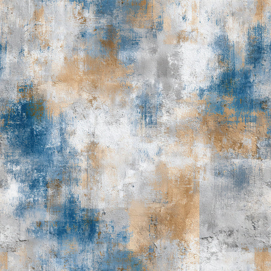 Beige and Blue Grunge Pattern 2 Quilting Cotton Fabric