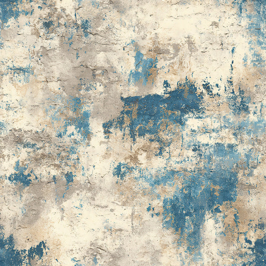 Beige and Blue Grunge Pattern 3 Quilting Cotton Fabric